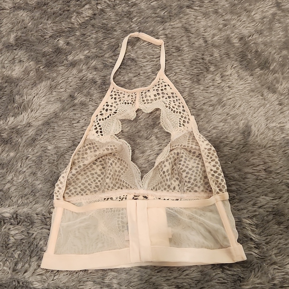 Victoria's Secret blush pink velvet & Lace Strappy Boned corset Bralette XS, NWT - Picture 4 of 10